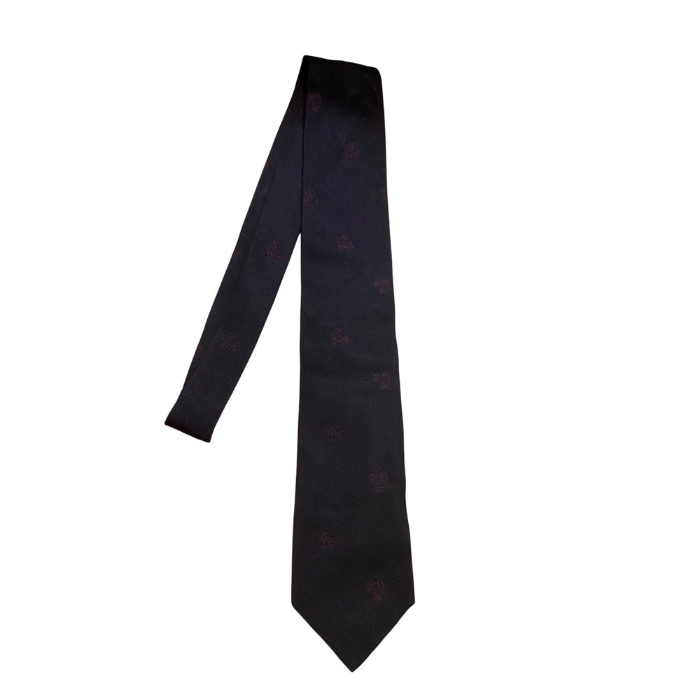 Prada Mens Silk Tie Black  Floral Embroidered Made in Italy Necktie